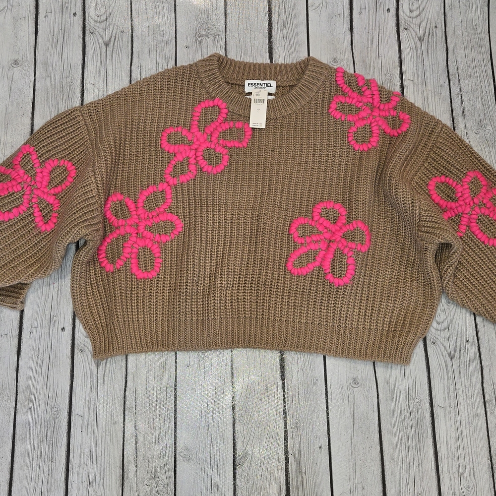 NWT Eschew Embroidered Pullover in Brown Womens Size L - Picture 2 of 8
